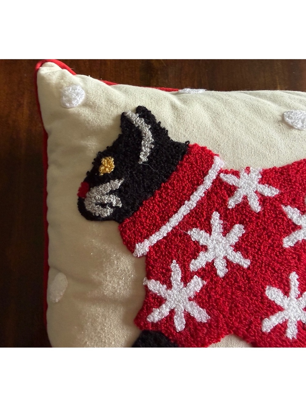 Decorative Pillow with Black Cat in Red Sweater Design - Picture 2 of 6